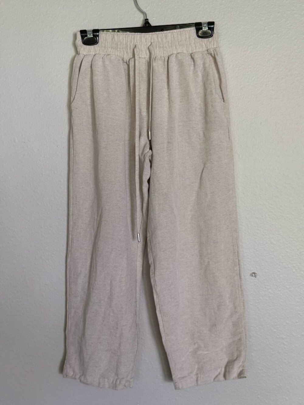 Orfeo Negro Studio Linen Blend Wide Leg Pants Beige Oatmeal Size Medium